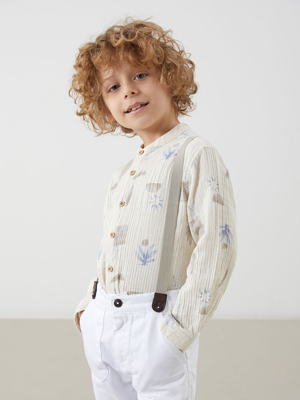 Grandad Collar Printed Boy’S Shirt -S57442Z1-LQA