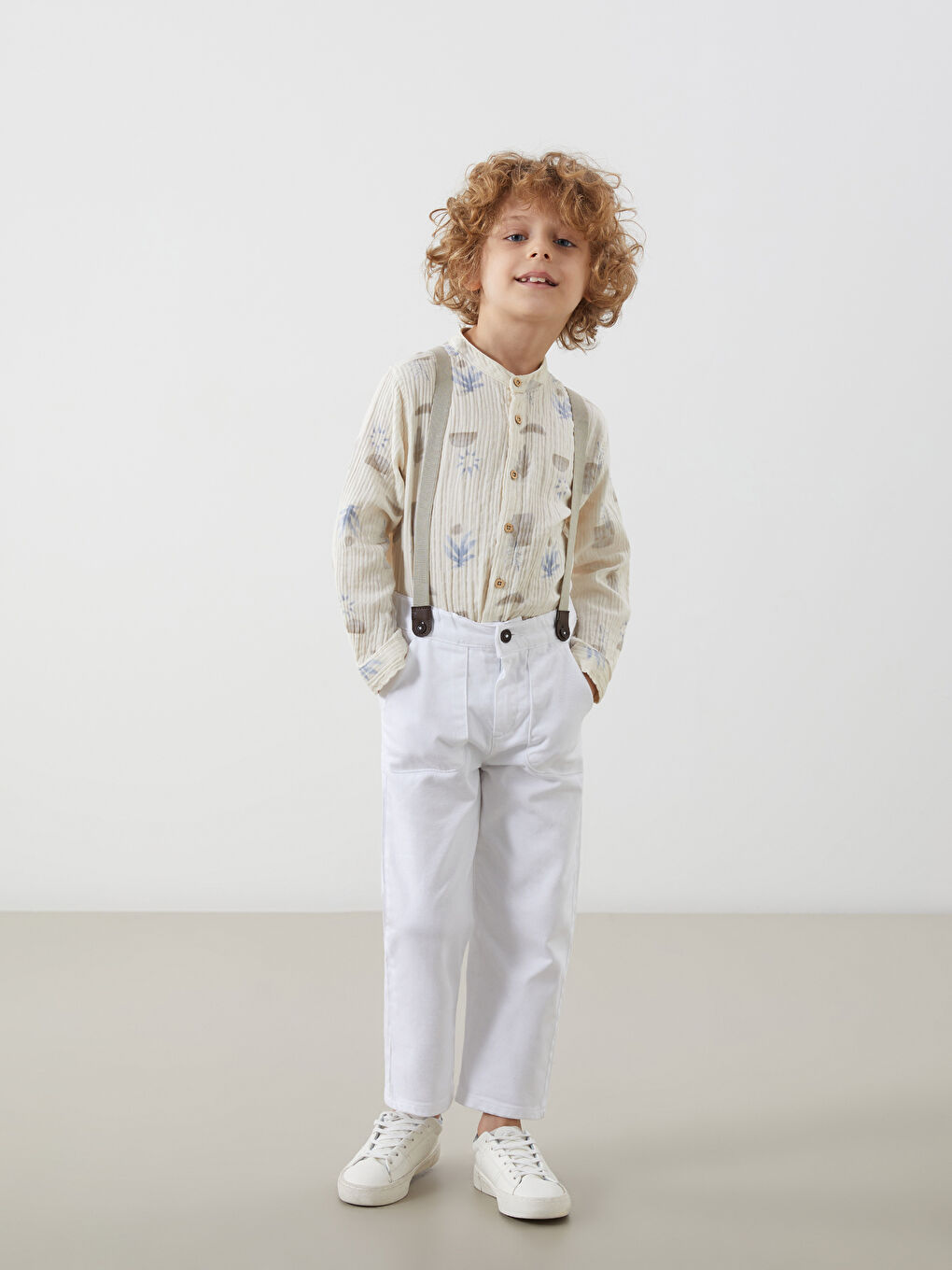 Grandad Collar Printed Boy’S Shirt -S57442Z1-LQA
