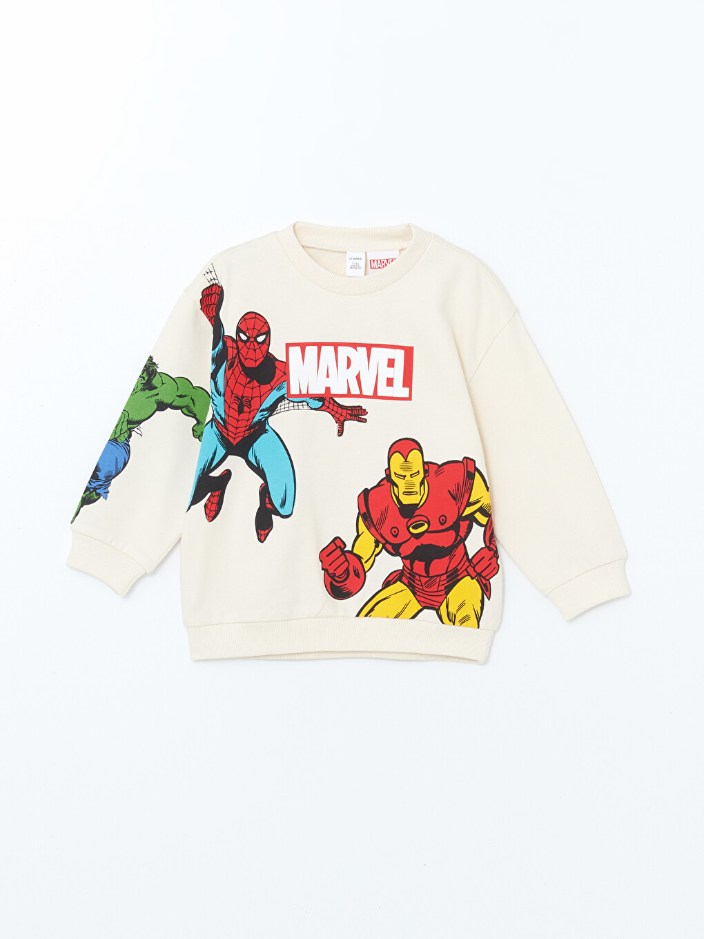 Bej Avengers Baskılı Erkek Çocuk Sweatshirt