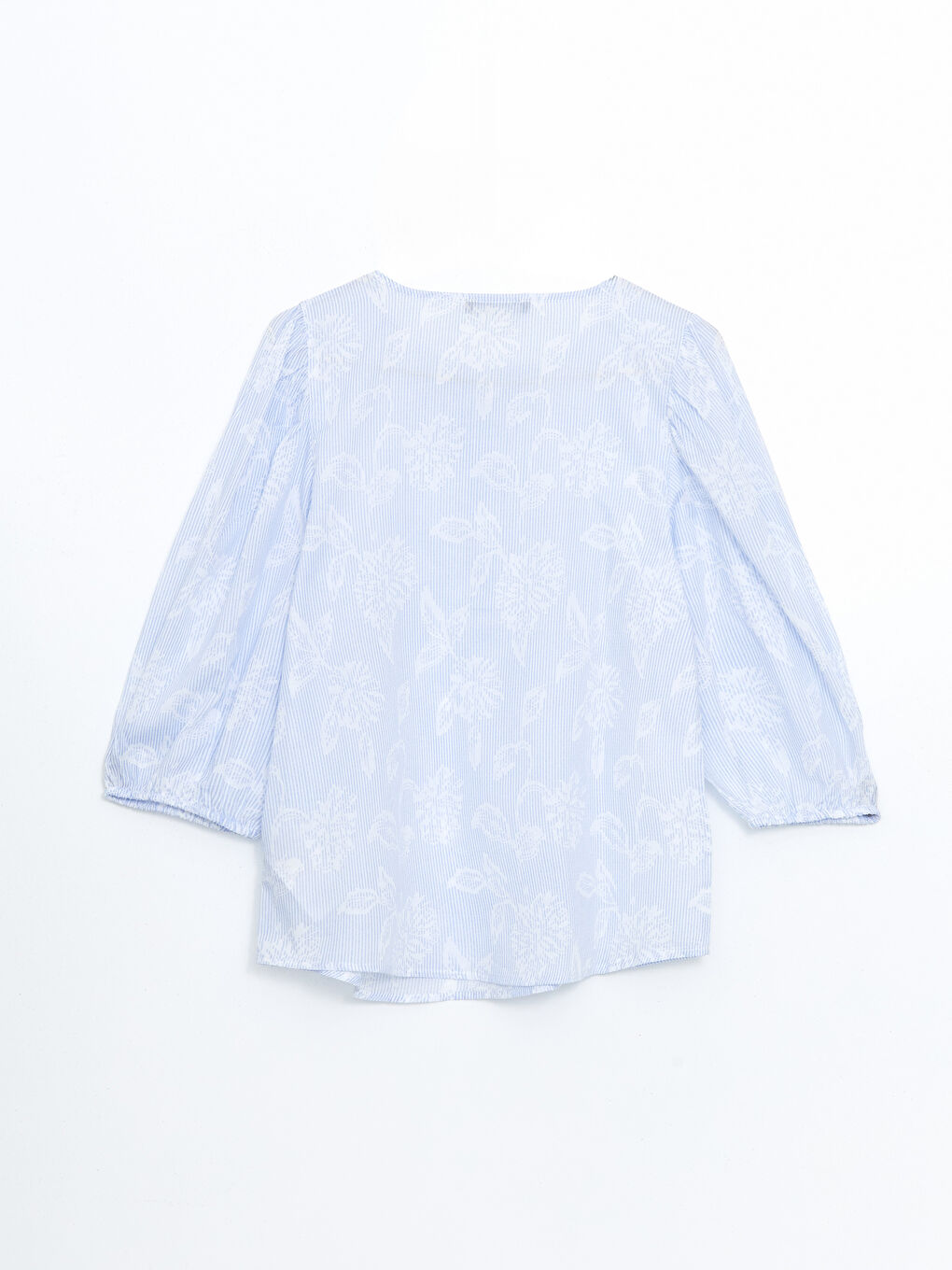 Crew Neck Floral Jacquard Women's Blouse -S57494Z8-LEN