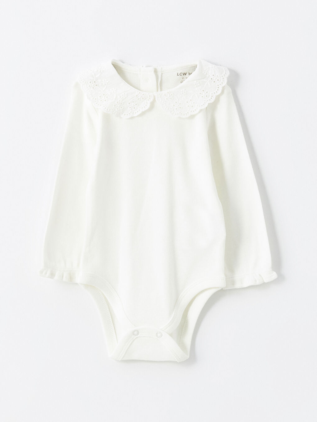 Ekru Bebe Yaka Kız Bebek Çıtçıtlı Bodysuit