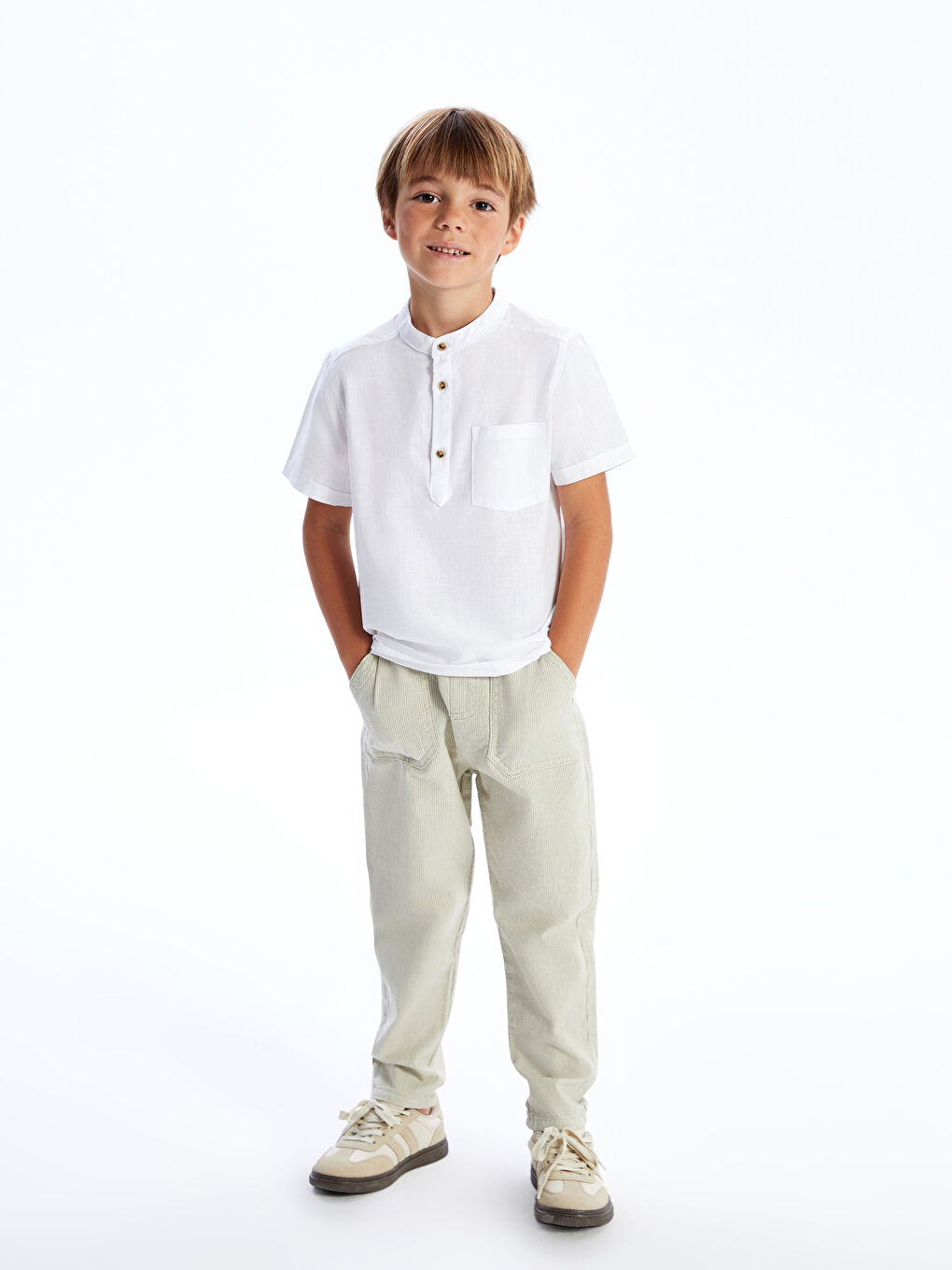 LCW Kids کراس بۆ کوڕان یه‌خه‌ی سوننەتی پۆپلین -S57552Z1-Q6K