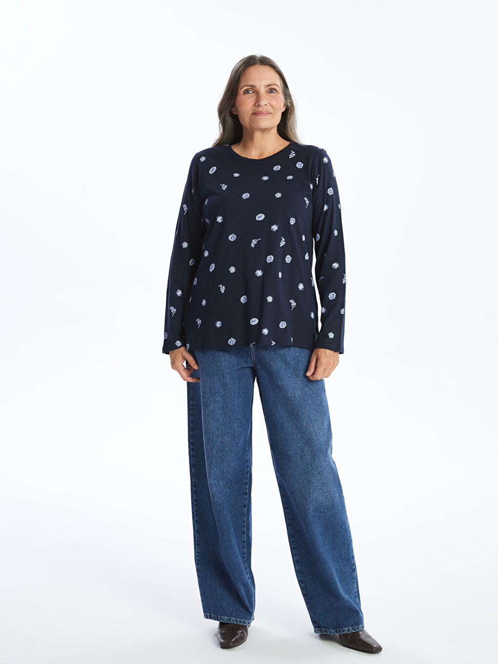 Crew Neck Floral Women's Blouse -S57573Z8-LSJ