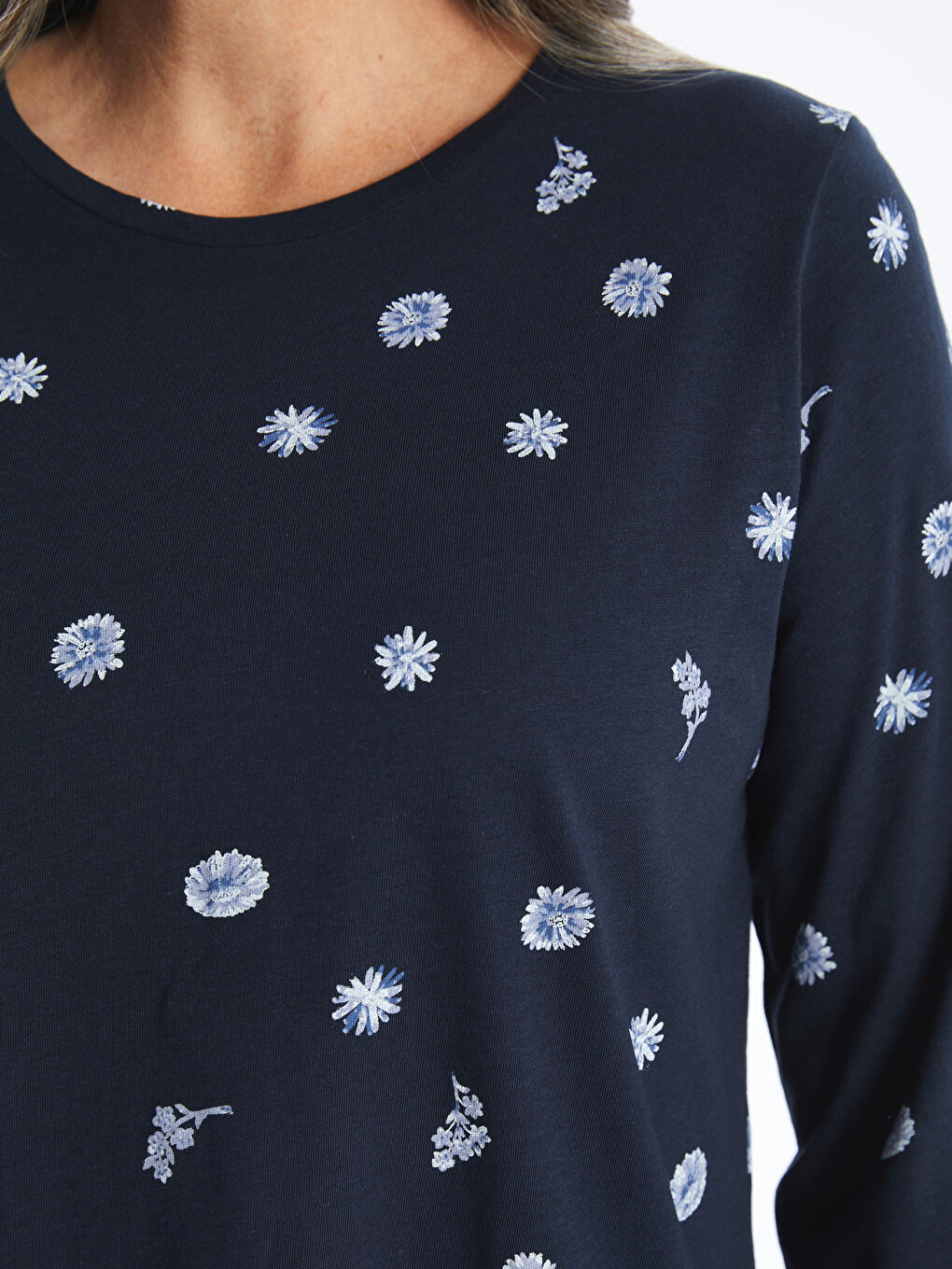 Crew Neck Floral Women's Blouse -S57573Z8-LSJ