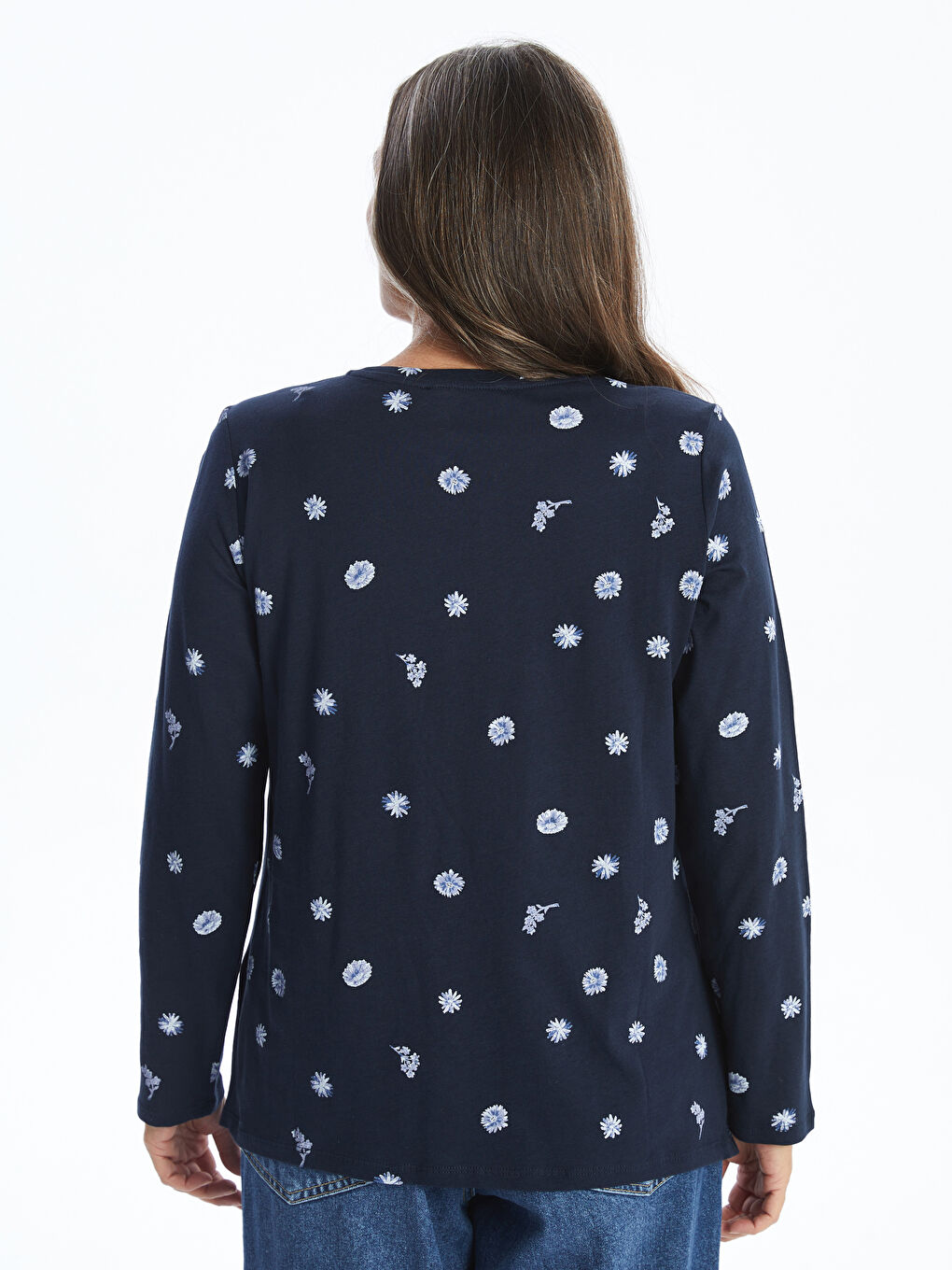 Crew Neck Floral Women's Blouse -S57573Z8-LSJ