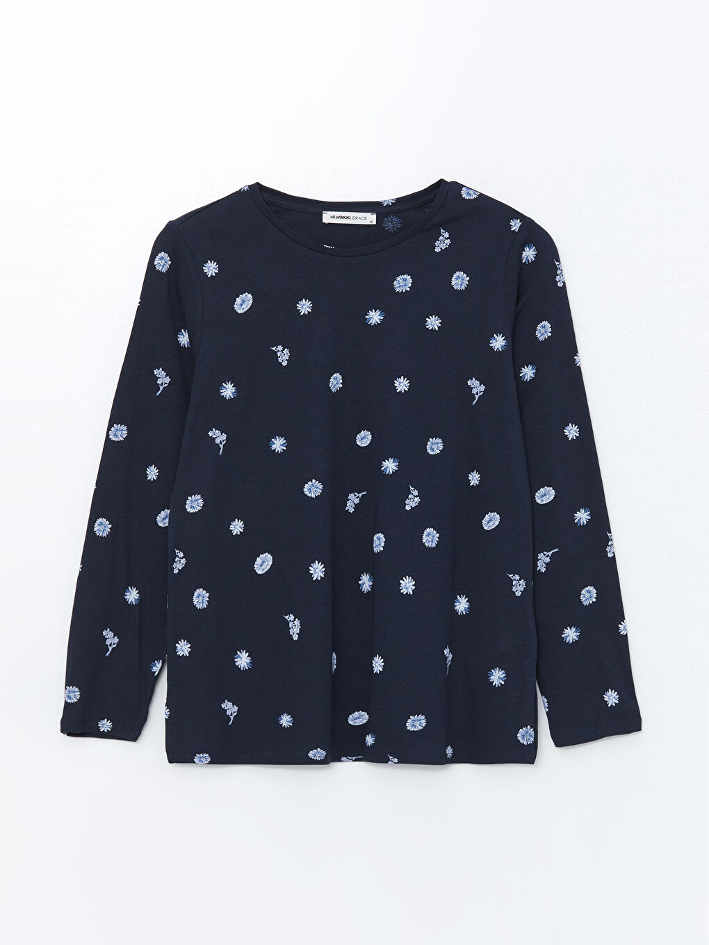 Crew Neck Floral Women's Blouse -S57573Z8-LSJ