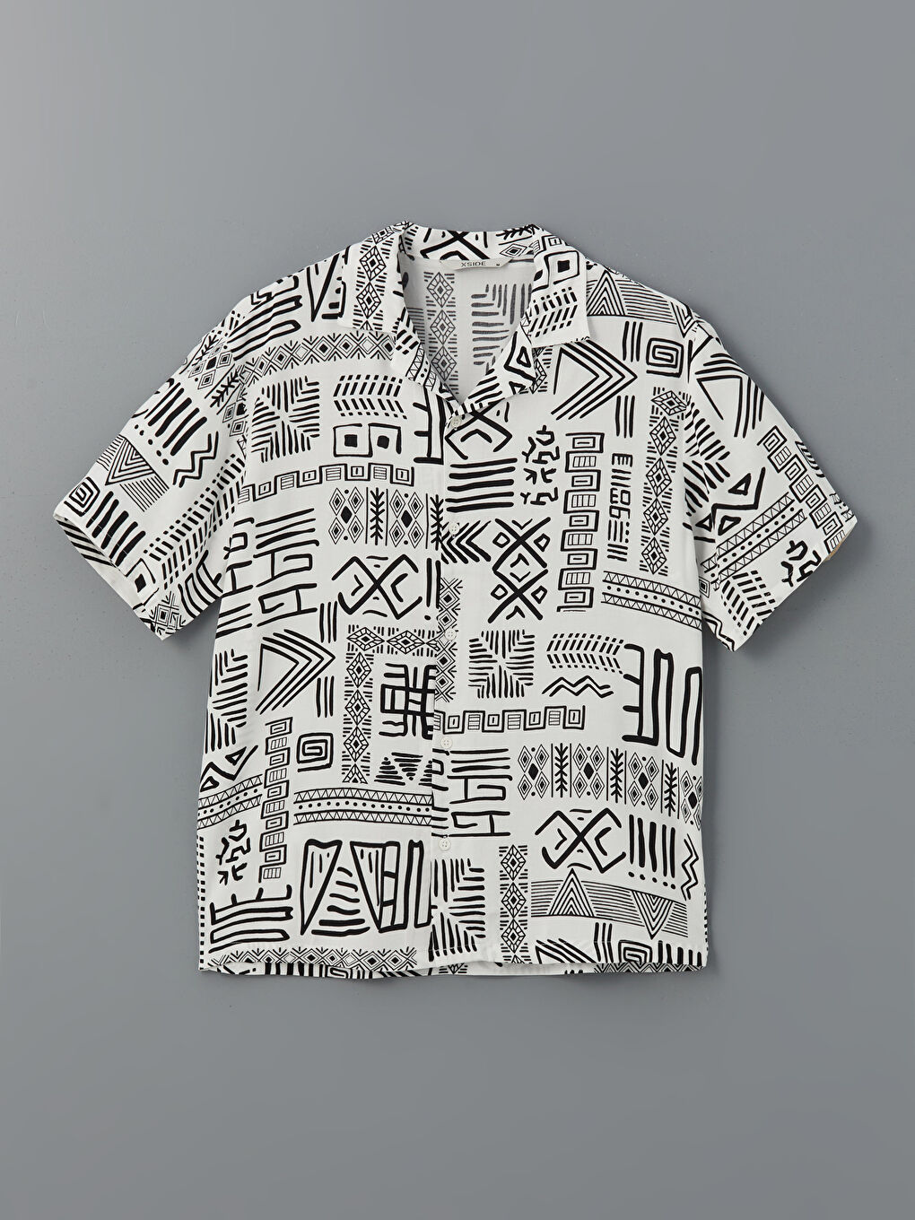 Regular Fit Short Sleeve Patterned Viscose Men's Shirt-4