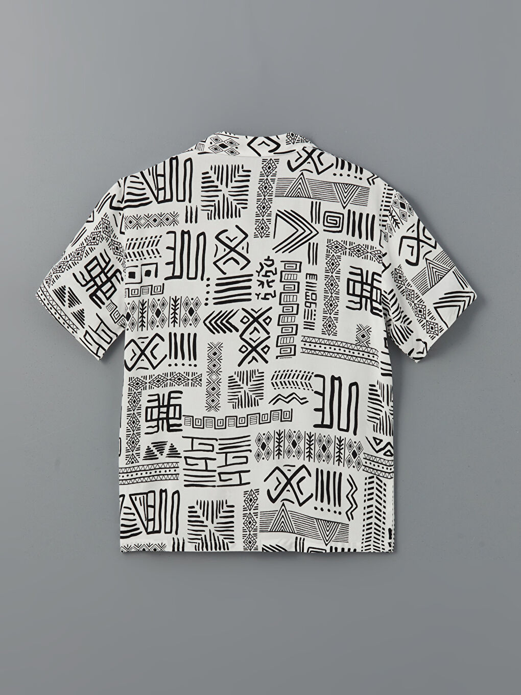 Regular Fit Short Sleeve Patterned Viscose Men's Shirt-5
