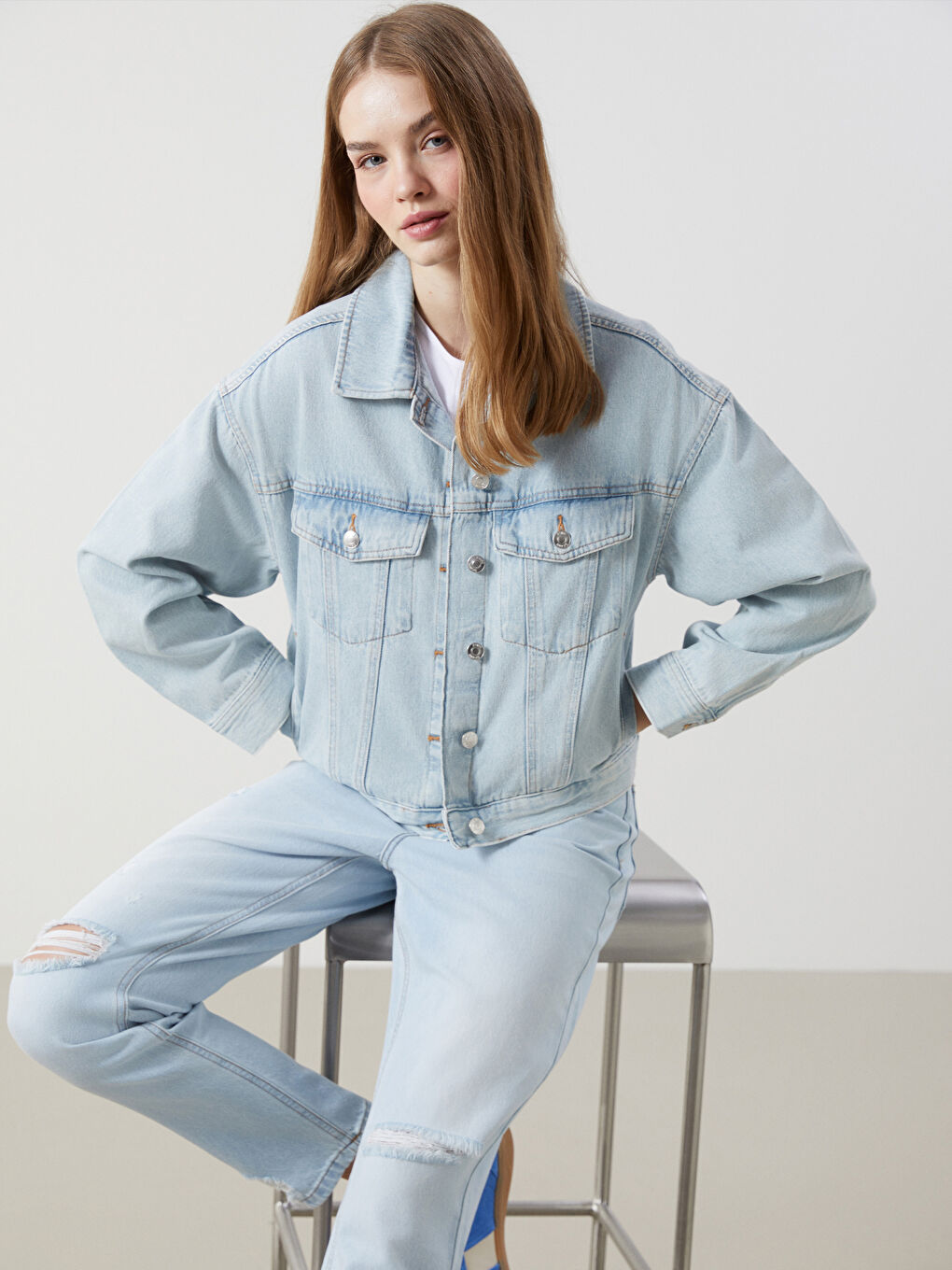 XSIDE Veste en jean à col pour Femmes -S57612Z8-K9M