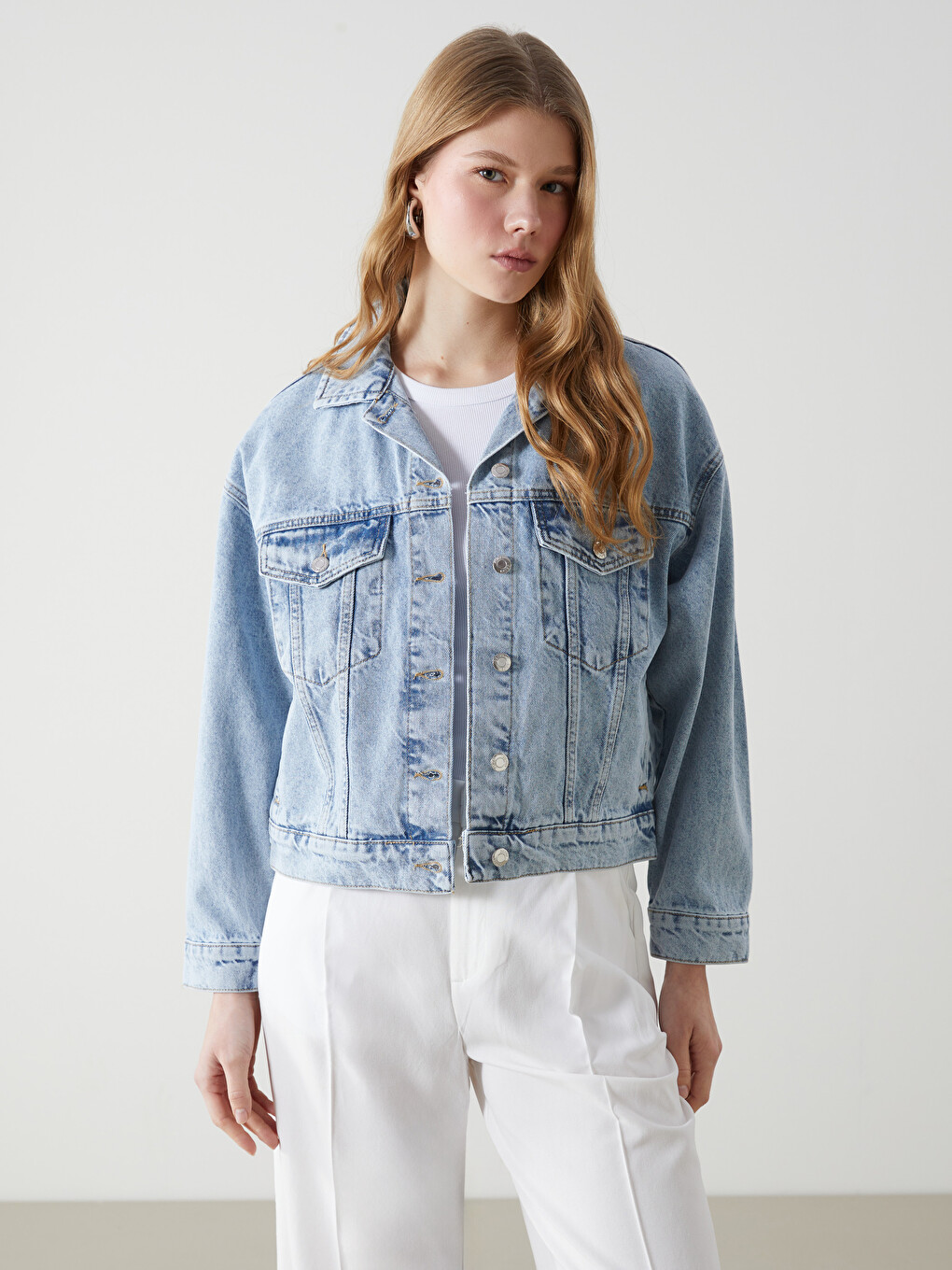 Collared Neck Women's Denim Jacket