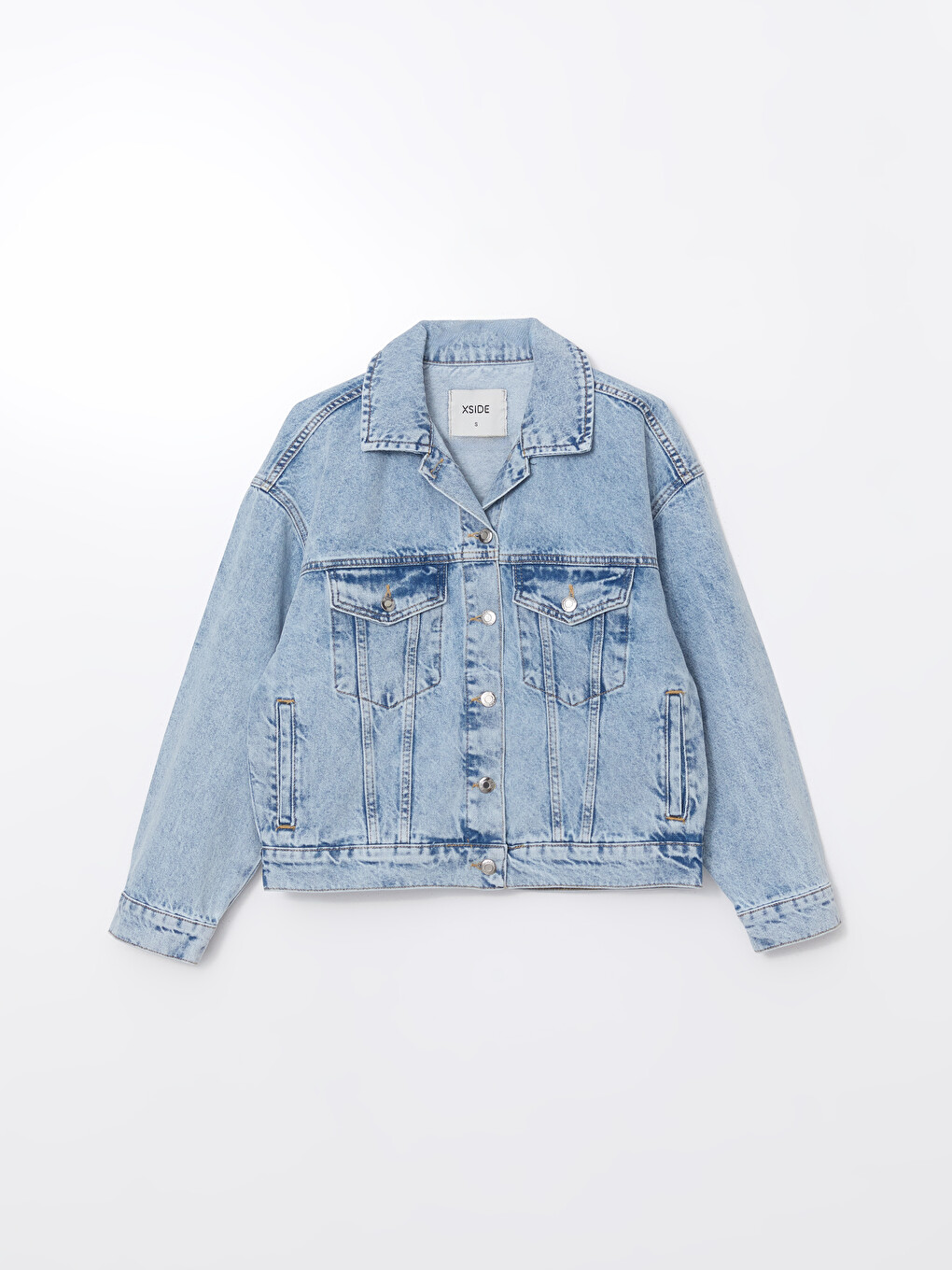 Collared Neck Women's Denim Jacket-4