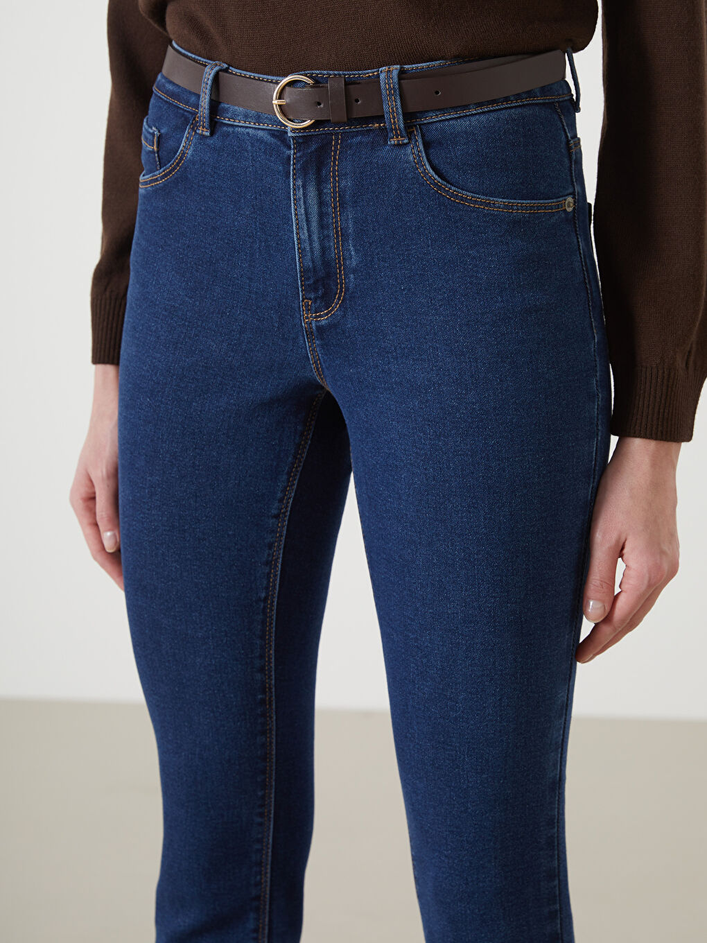 Belted Skinny Fit Women's Jeans -S57616Z8-309