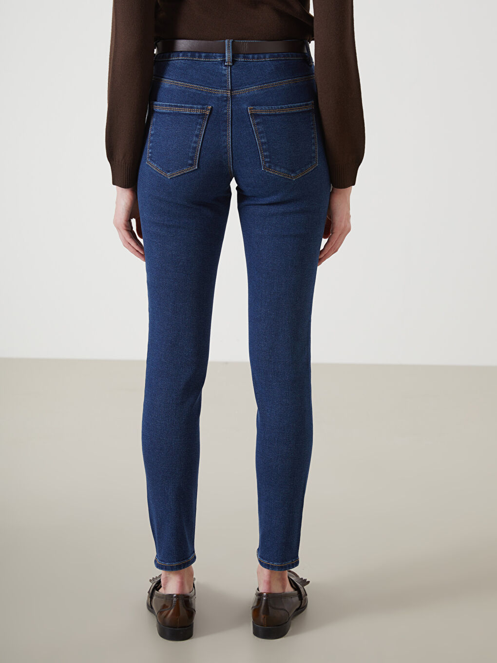 Belted Skinny Fit Women's Jeans -S57616Z8-309