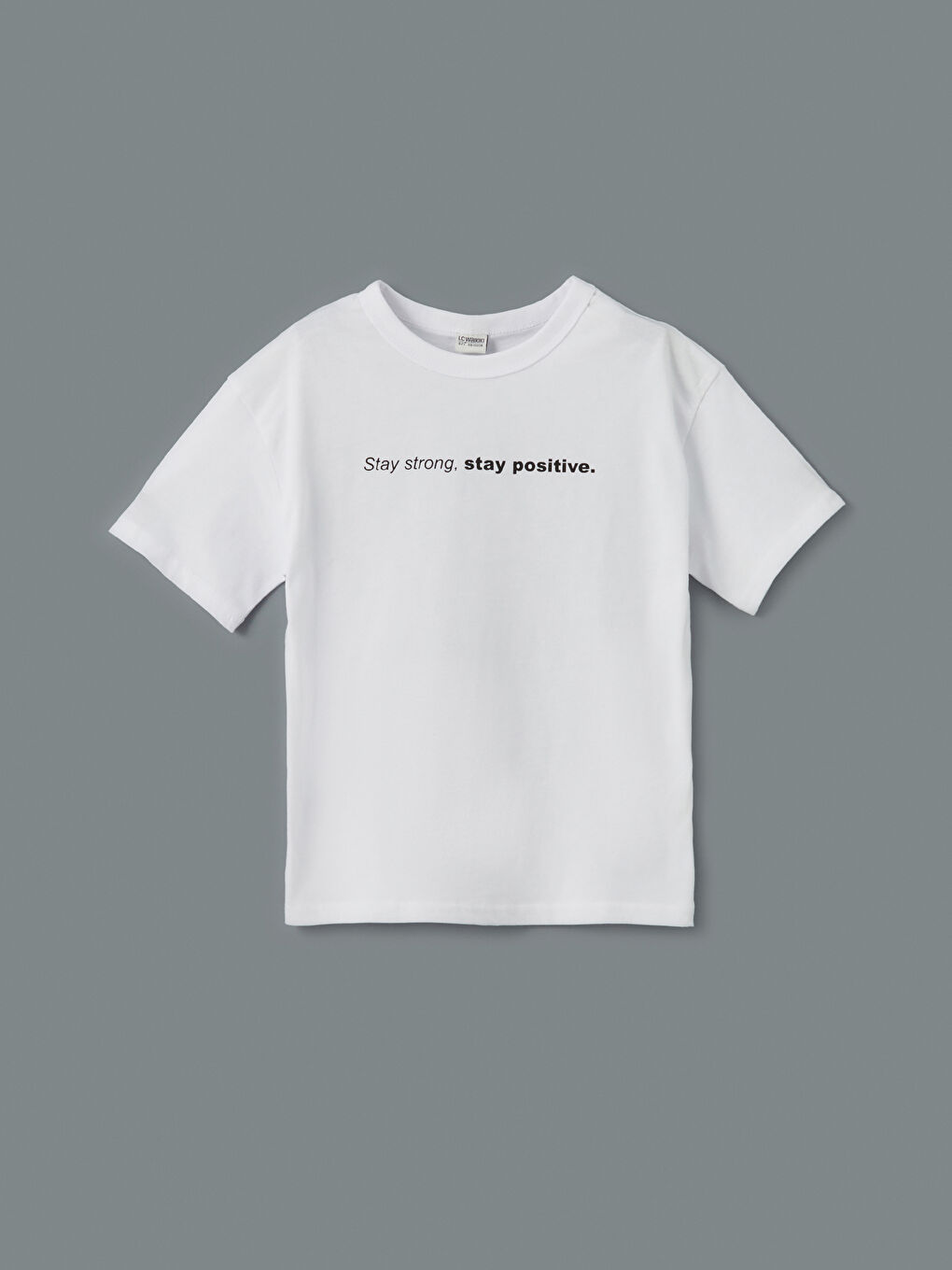 Beyaz Bisiklet Yaka Erkek Çocuk Tişört