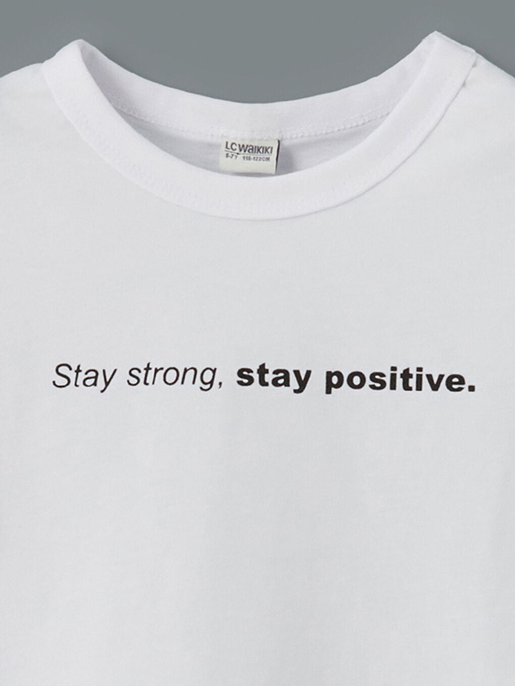 Beyaz Bisiklet Yaka Erkek Çocuk Tişört-2