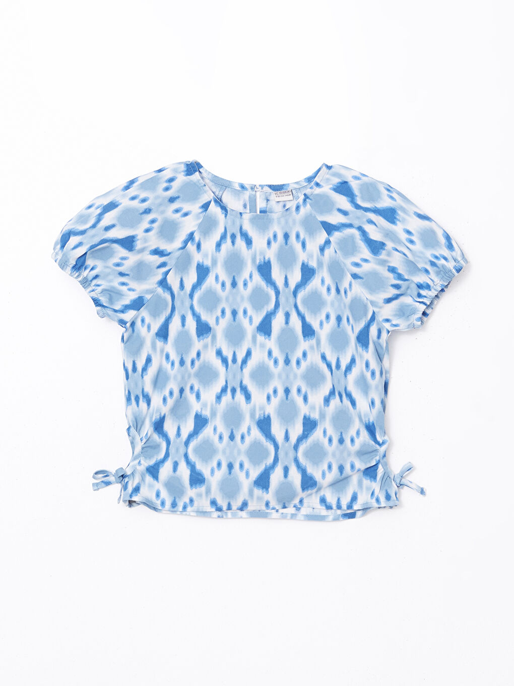 Mavi Bisiklet Yaka Desenli Kız Çocuk Bluz