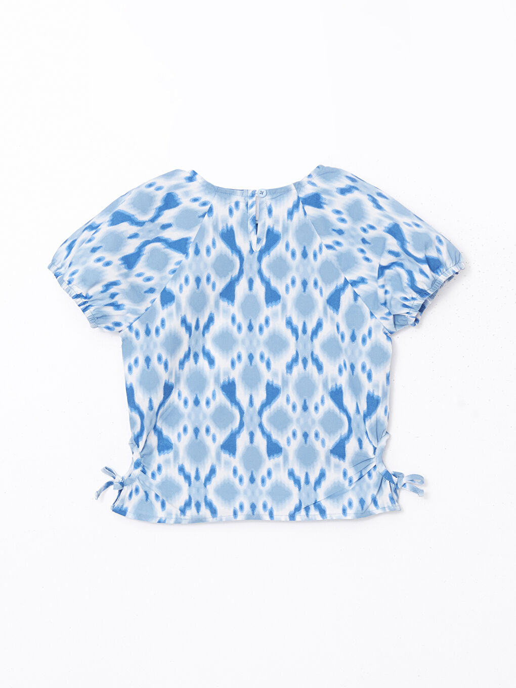 Mavi Bisiklet Yaka Desenli Kız Çocuk Bluz-1