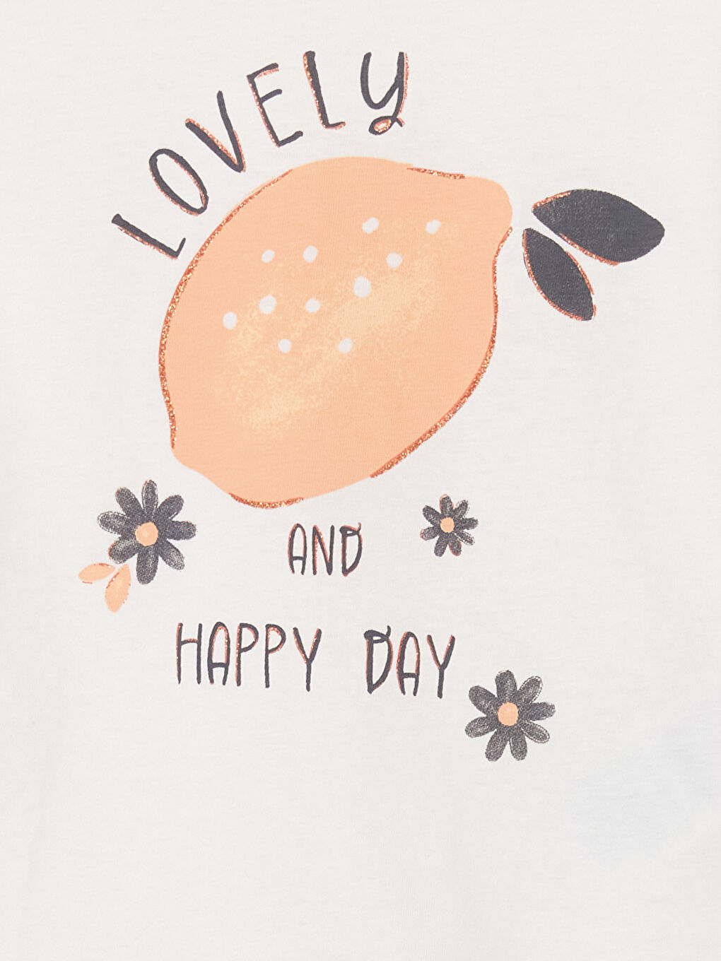 Bej Limon Baskılı Kız Bebek Tişört-2