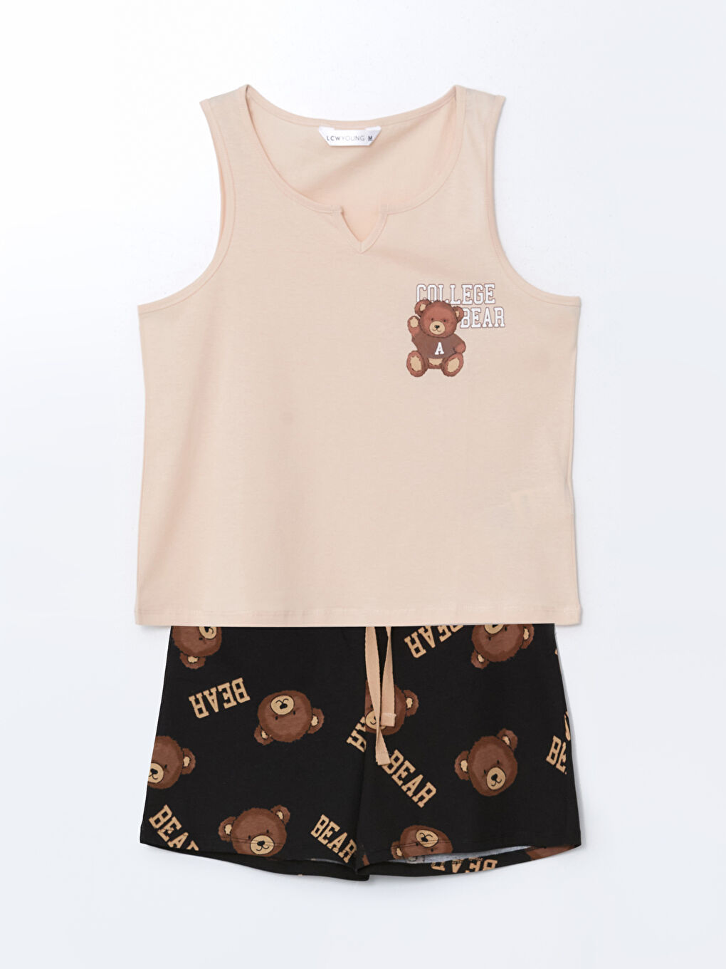 Teddy Bear Printed Women’S Pajama Set With Shorts -S57753Z8-LQJ
