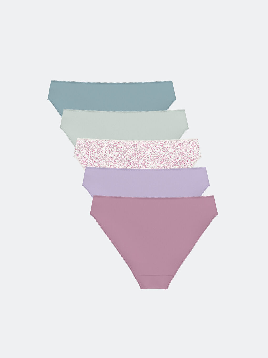 Ekru Baskılı Bikini Külot 5'li-1