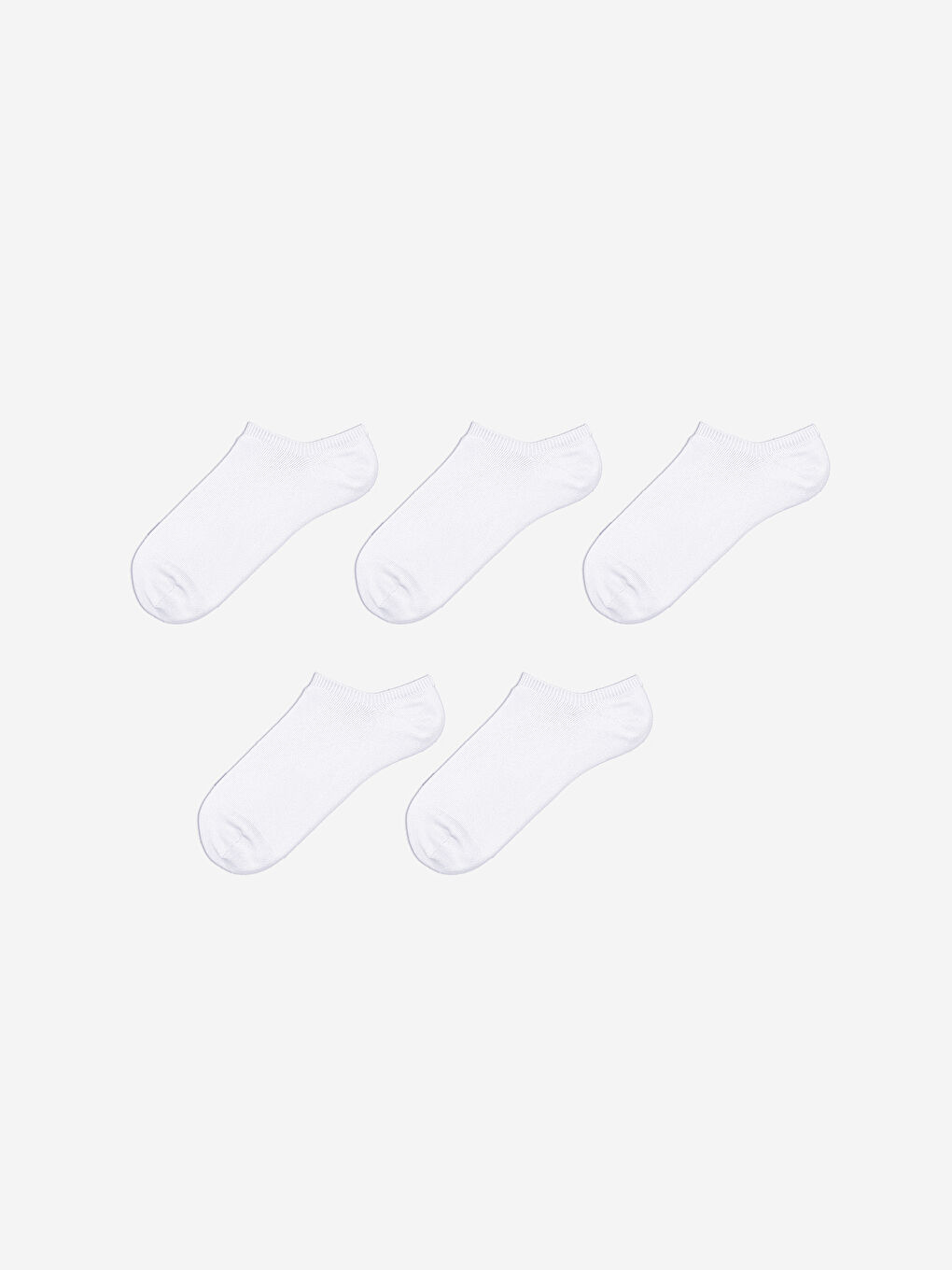 Beyaz Kadın Düz Sneaker Çorap 5'li