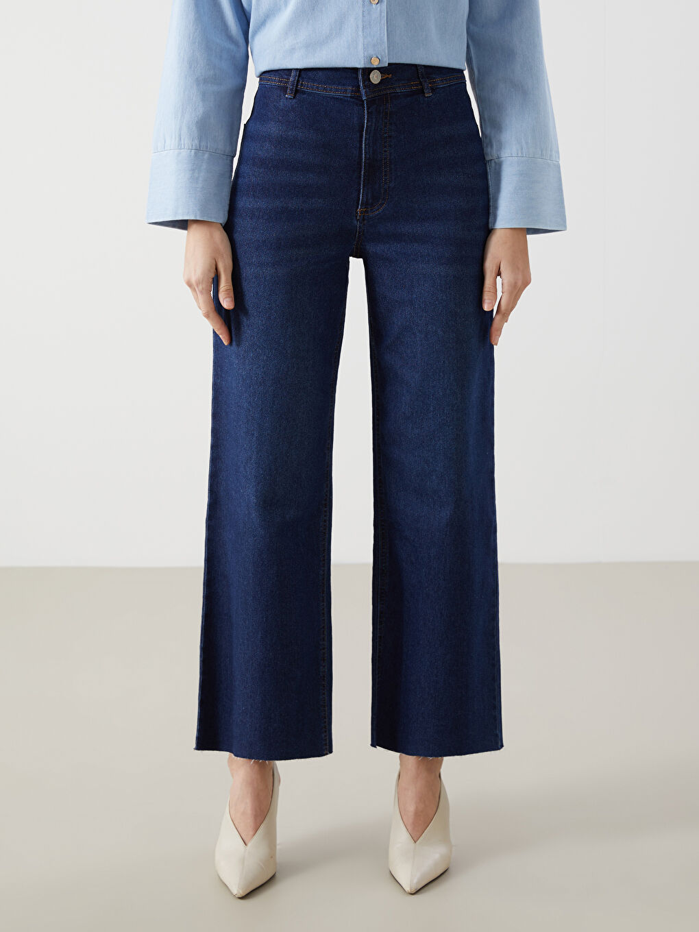 Jean Jambe Large pour Femmes-1