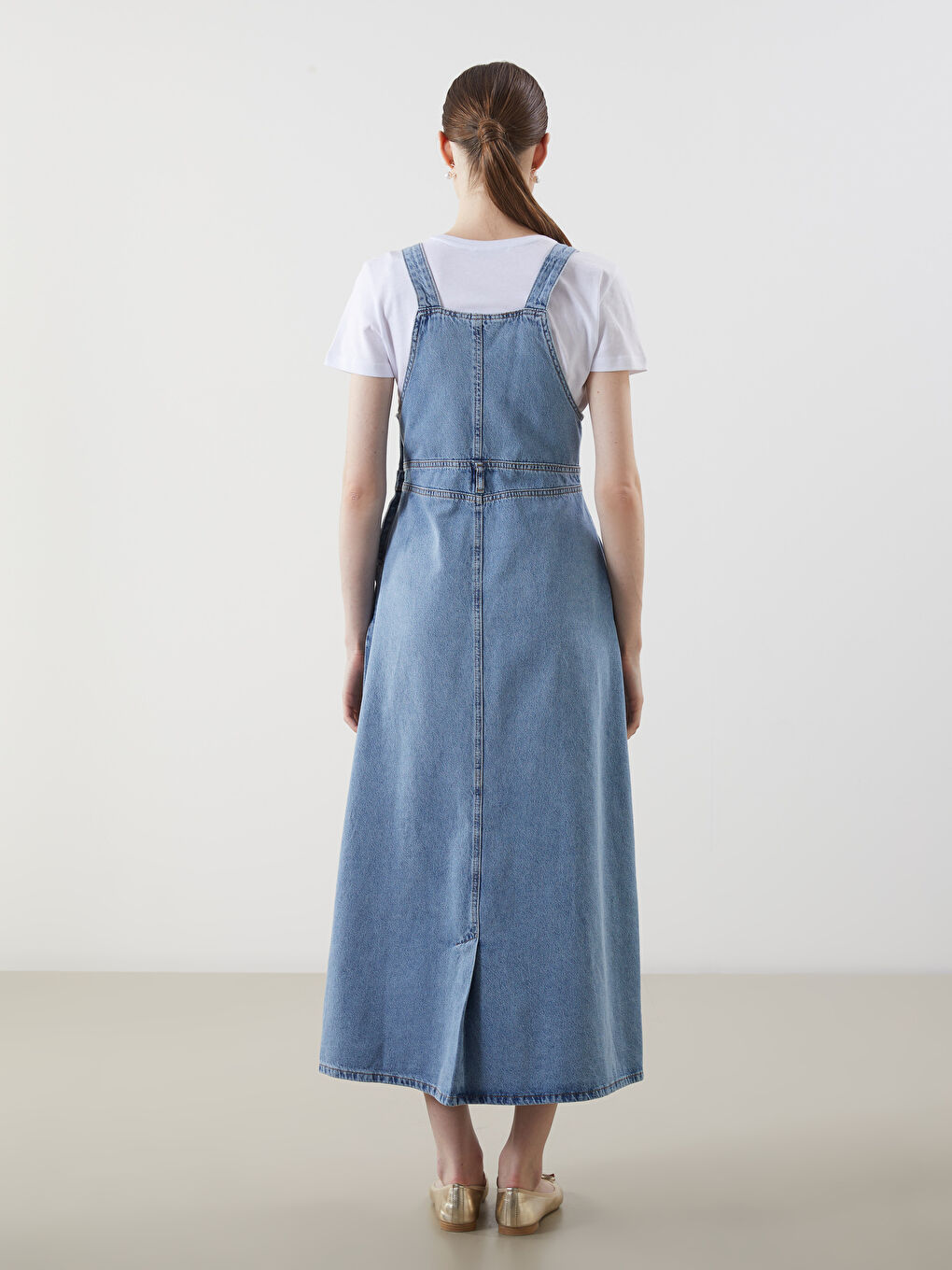 Quadratischer Kragen Riemchen Damen Denim-Latzhosen-Kleid-6