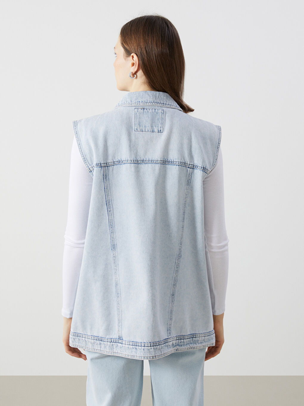 LCW Modest Gömlek Yaka Kadın Jean Yelek -S57866Z8-311