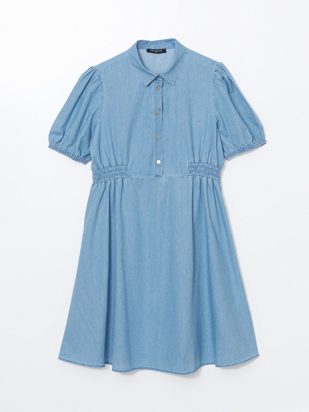 Plain Gathered Women's Denim Dress -S57869Z8-507