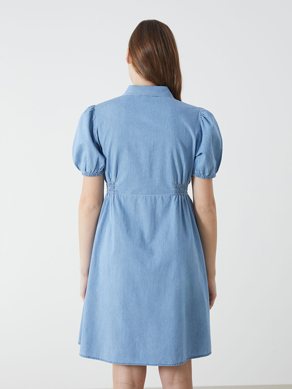 Plain Gathered Women's Denim Dress -S57869Z8-507