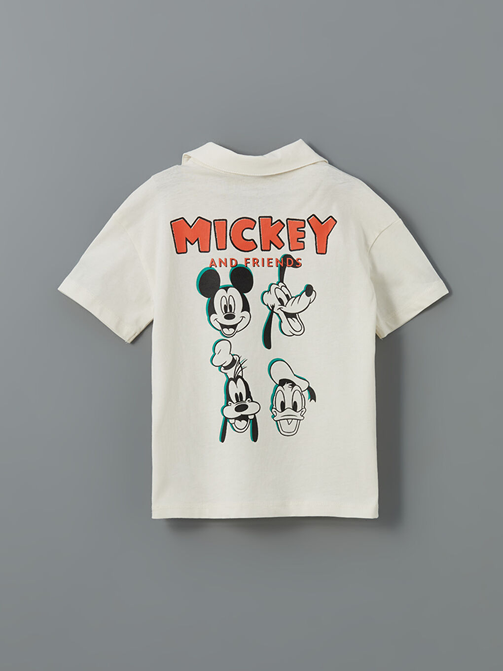 Bej Mickey Mouse Baskılı Erkek Çocuk Tişört-1