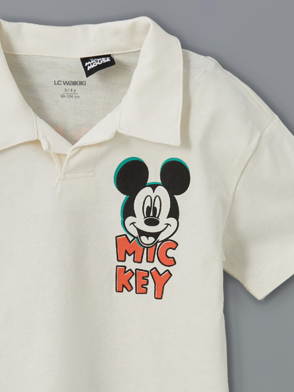 Bej Mickey Mouse Baskılı Erkek Çocuk Tişört-2