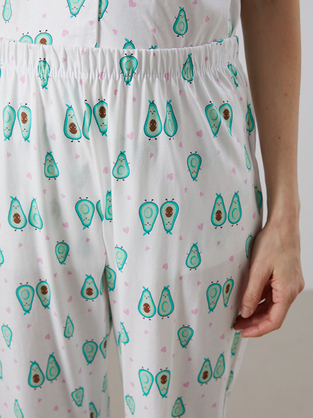 Ekru Beli Lastikli Desenli Hamile Pijama Altı-2