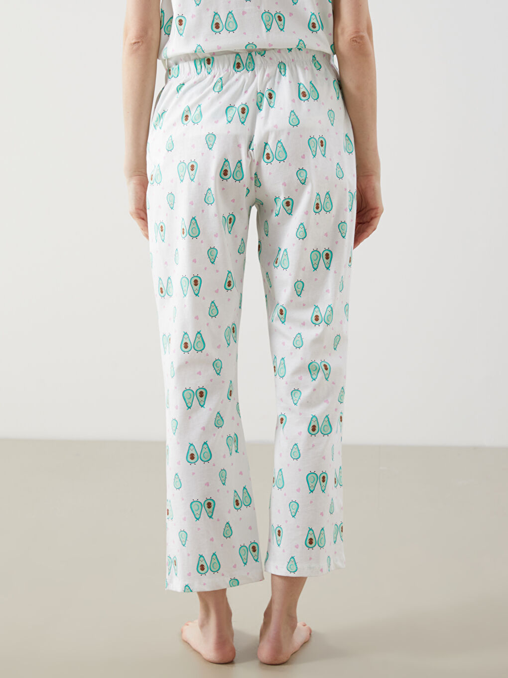 Ekru Beli Lastikli Desenli Hamile Pijama Altı-3