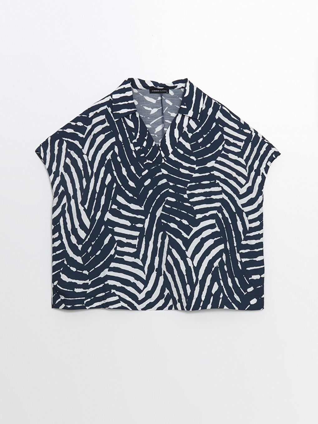 Polo Neck Patterned Women's Blouse -S57925Z8-LSJ