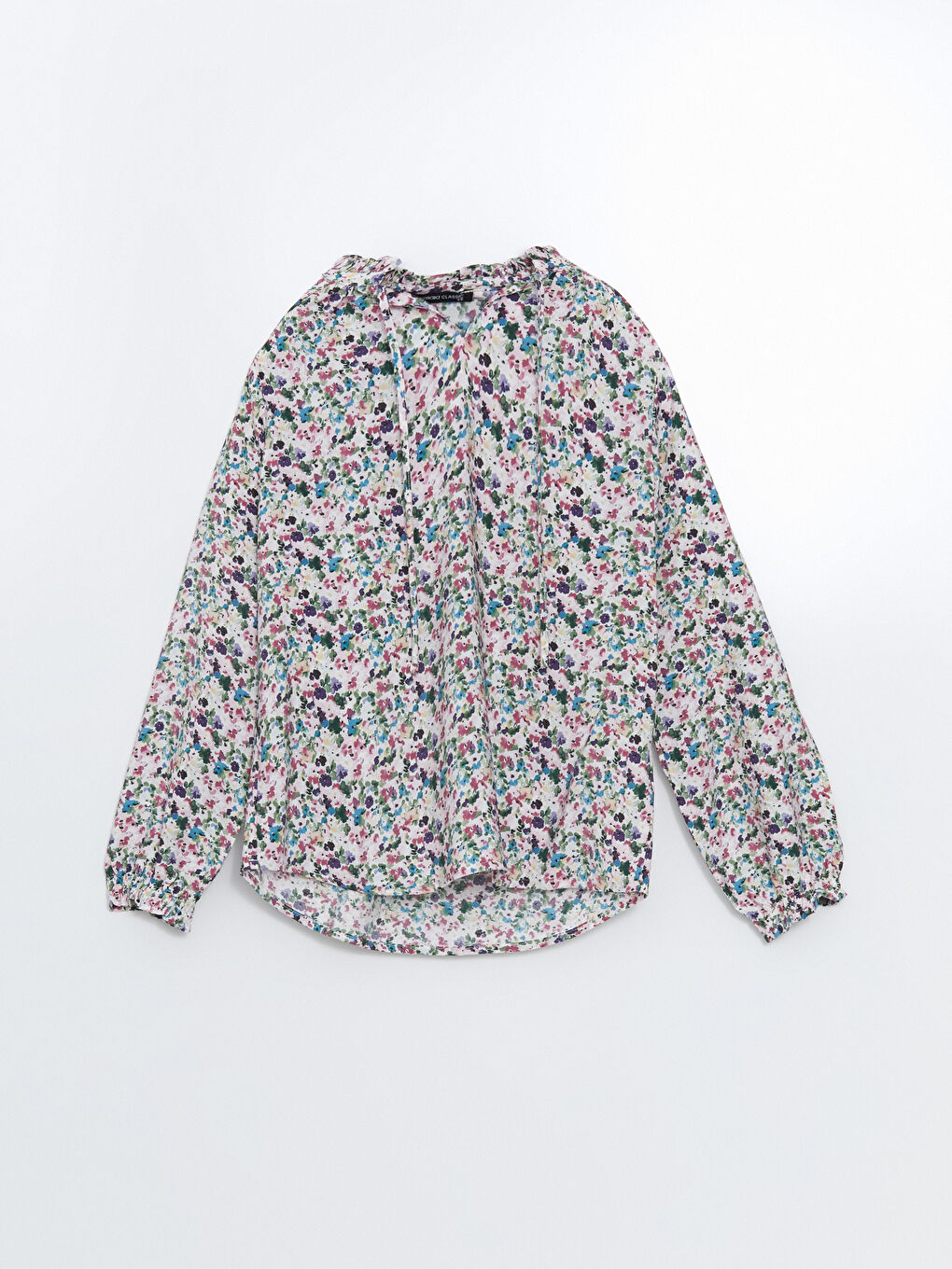 Ženska cvetna bluza sa kragnom na vezivanje -S57926Z8-LT4