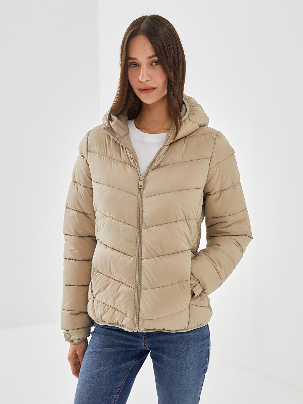 Hooded Women's Puffer Coat -S57961Z8-YBG