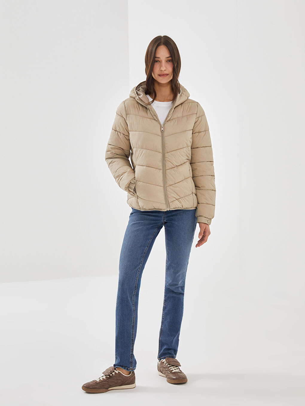 Hooded Women's Puffer Coat -S57961Z8-YBG