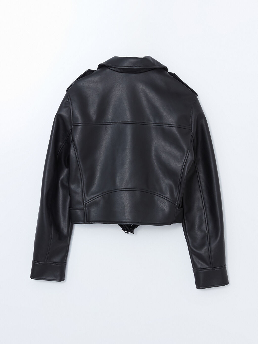 Biker Collar Women's Leather Look Jacket -S57969Z8-CVL