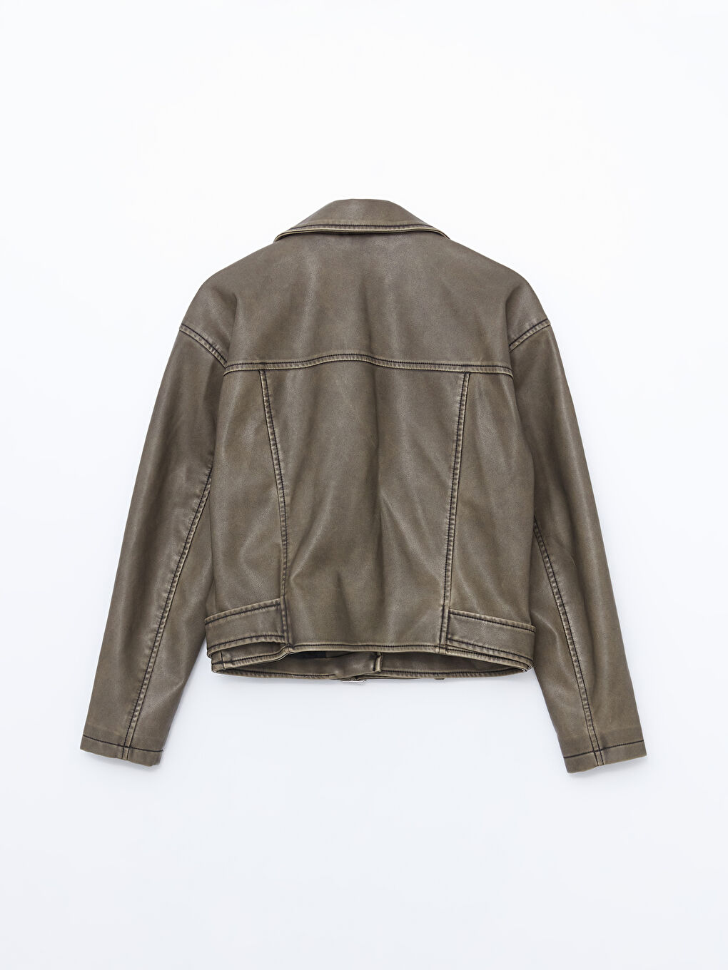 Biker Collar Women's Leather Look Jacket -S57970Z8-502