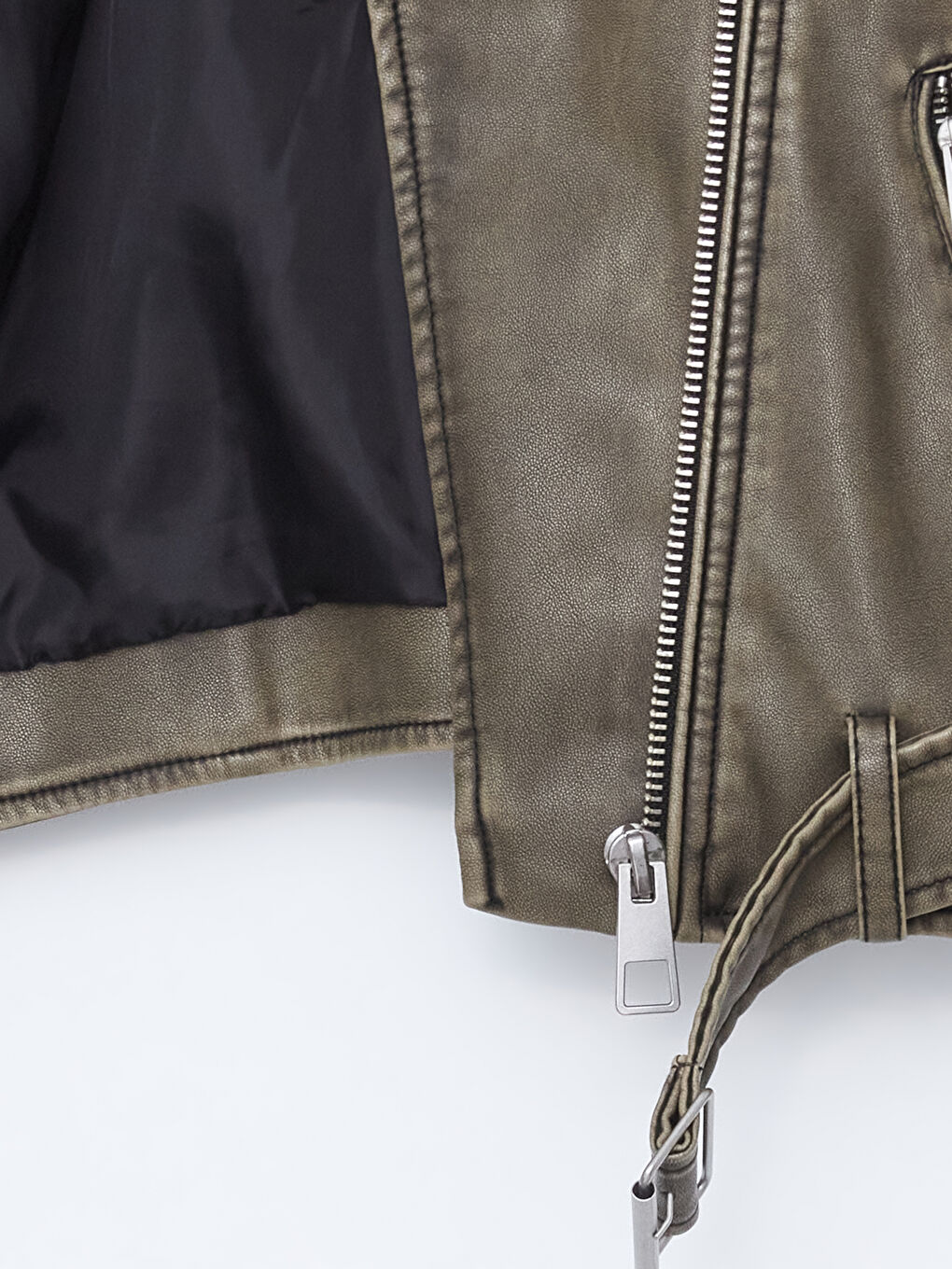 Biker Collar Women's Leather Look Jacket -S57970Z8-502