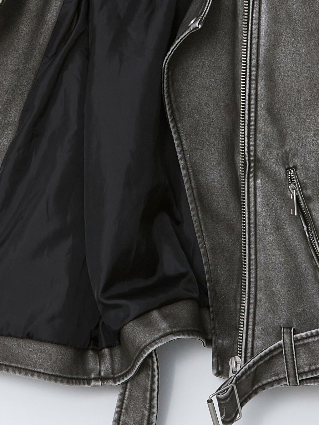 Biker Collar Women's Leather Look Jacket -S57970Z8-KSL