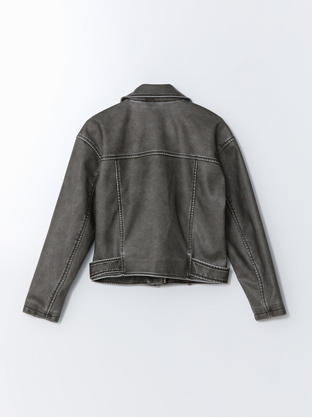 Biker Collar Women's Leather Look Jacket -S57970Z8-KSL