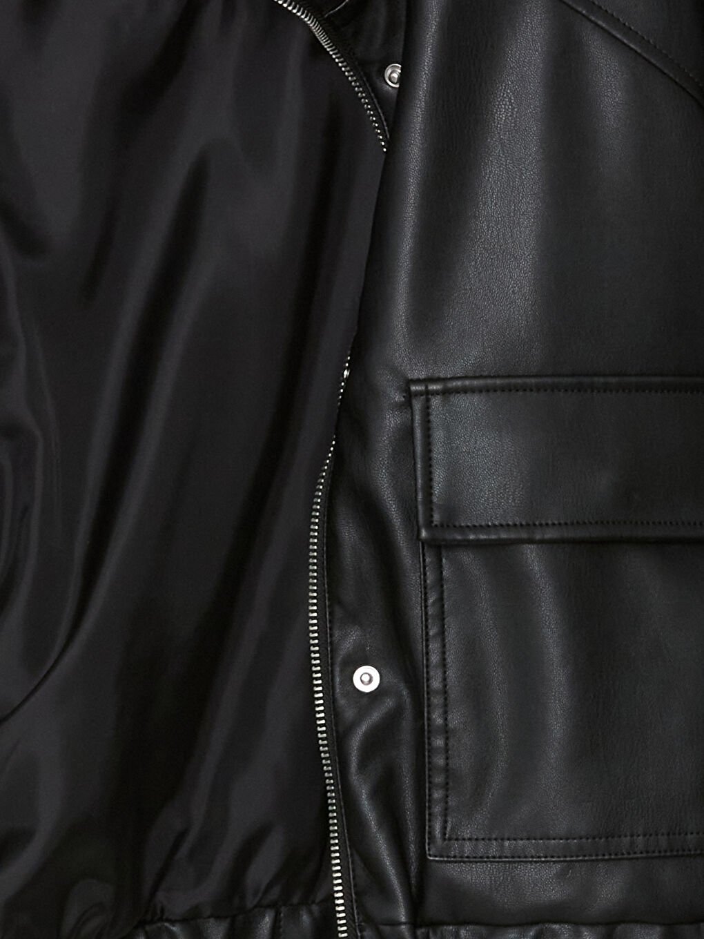 Stand Collar Oversize Women's Leather Look Jacket -S57971Z8-CVL