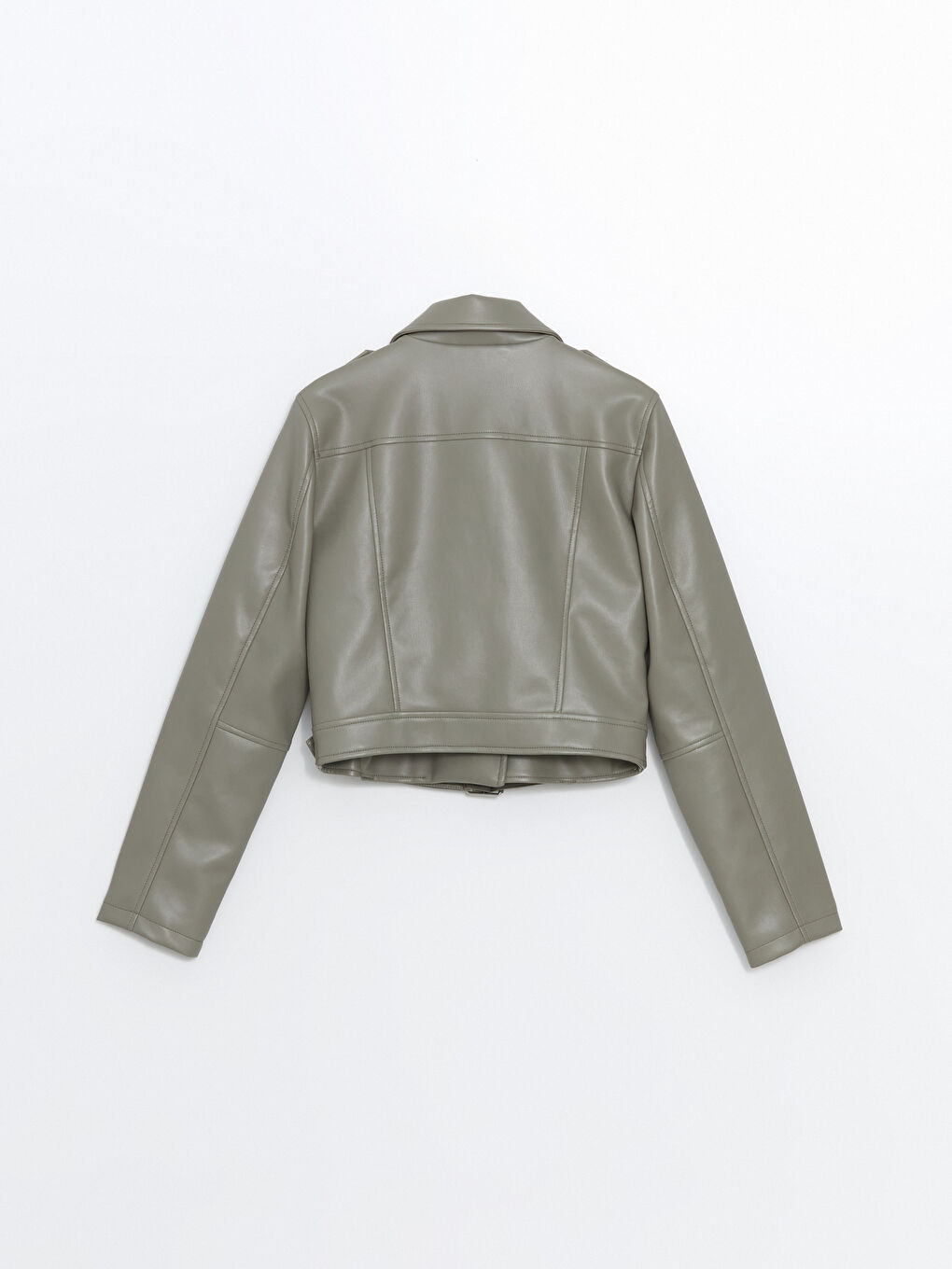 Biker Neck Crop Women's Faux Leather Jacket -S57972Z8-K6G