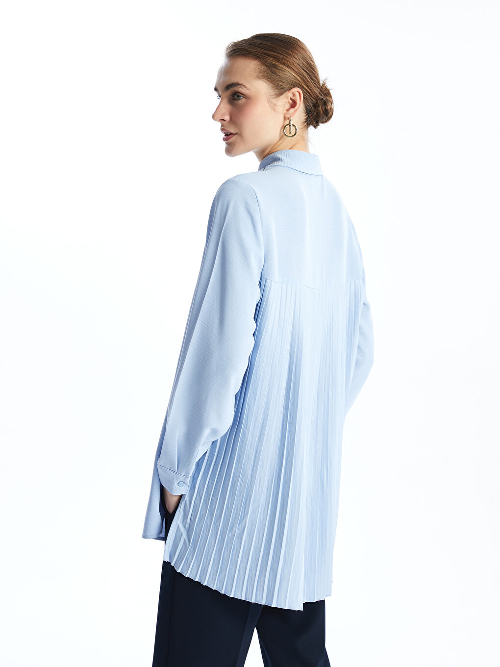 Plain Pleated Women's Shirt Tunic -S57973Z8-ENS