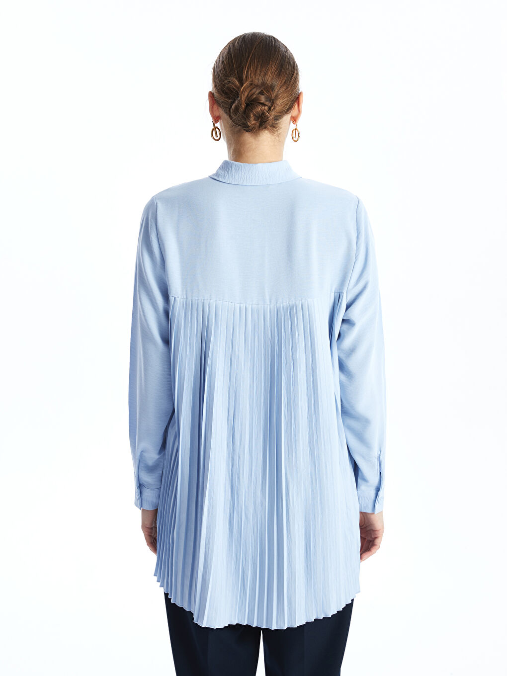 Plain Pleated Women's Shirt Tunic -S57973Z8-ENS
