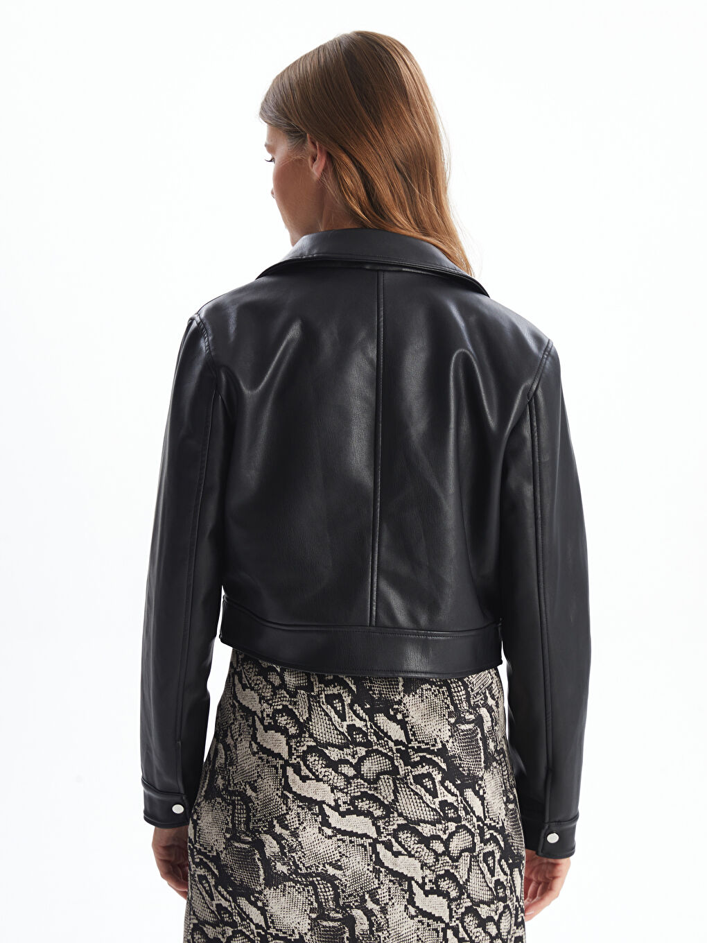 Shirt Collar Women's Leather Look Jacket -S57975Z8-CVL