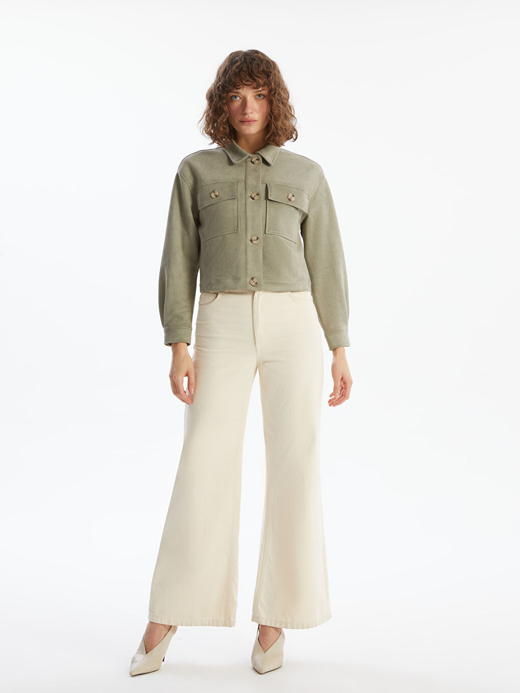 Shirt Collar Women's Suede Look Jacket -S57981Z8-LV8