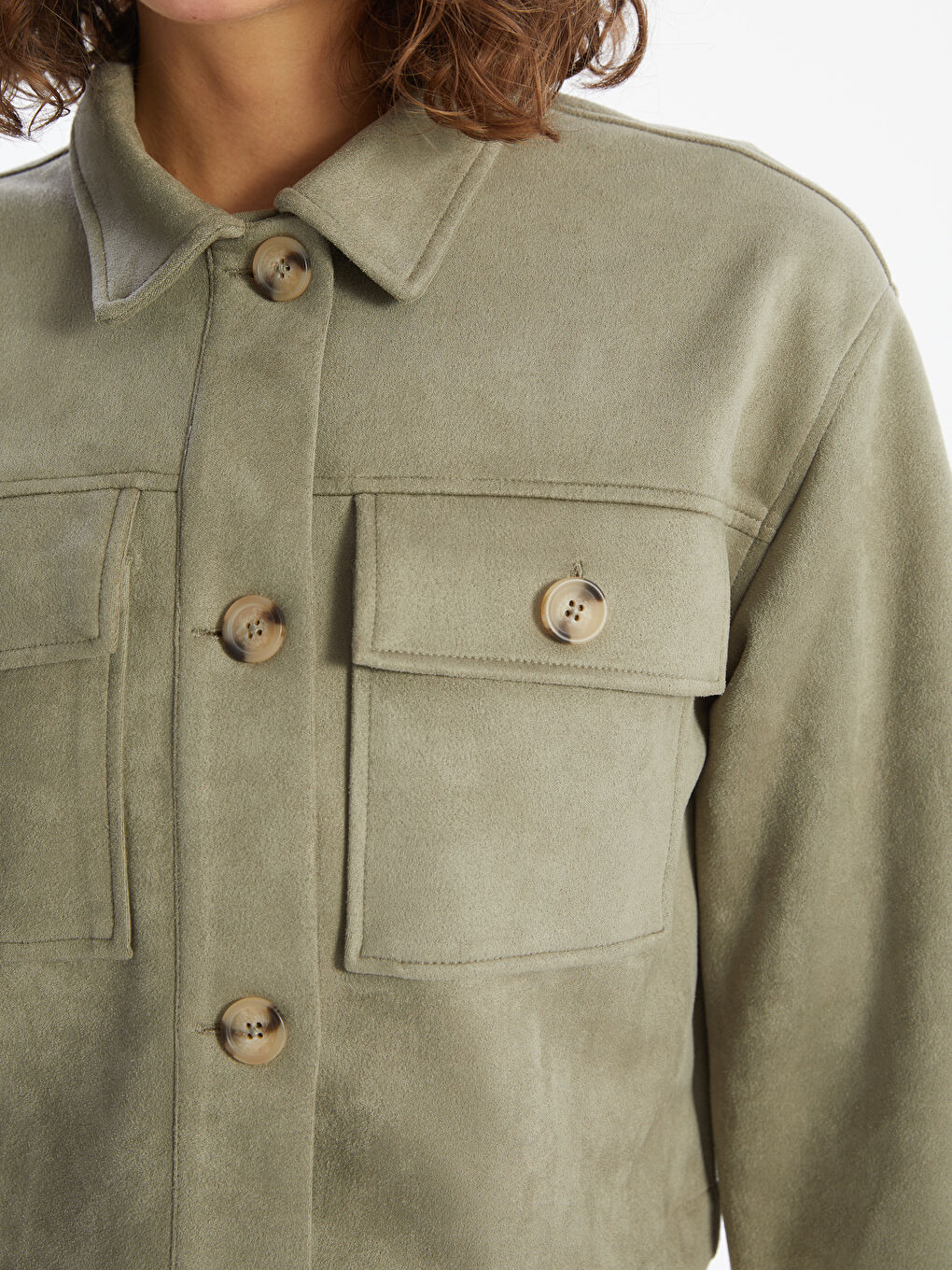 Shirt Collar Women's Suede Look Jacket -S57981Z8-LV8